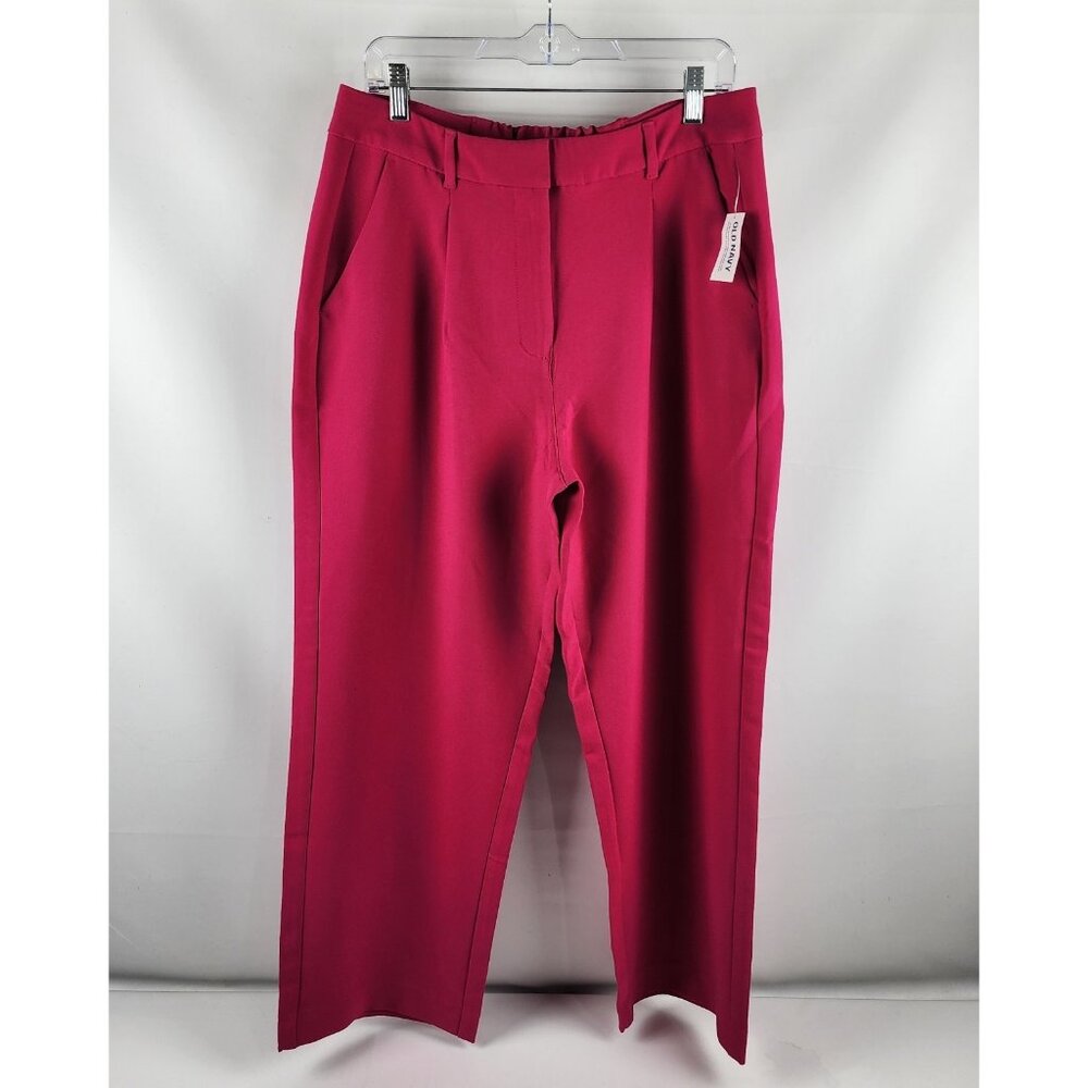 Old Navy Pants Women L-Petite Berry Fine Taylor Wide Leg Trousers 32x28 NWT